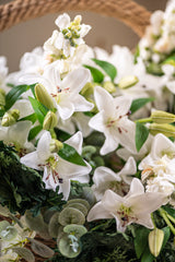 30" White Real Touch Lily 5 Blooms & 3 Buds Stem