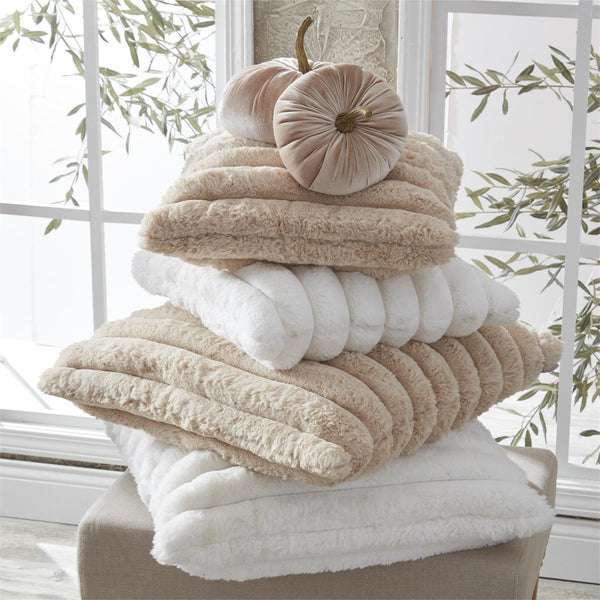 18 Inch Tan Faux Fur Pillow