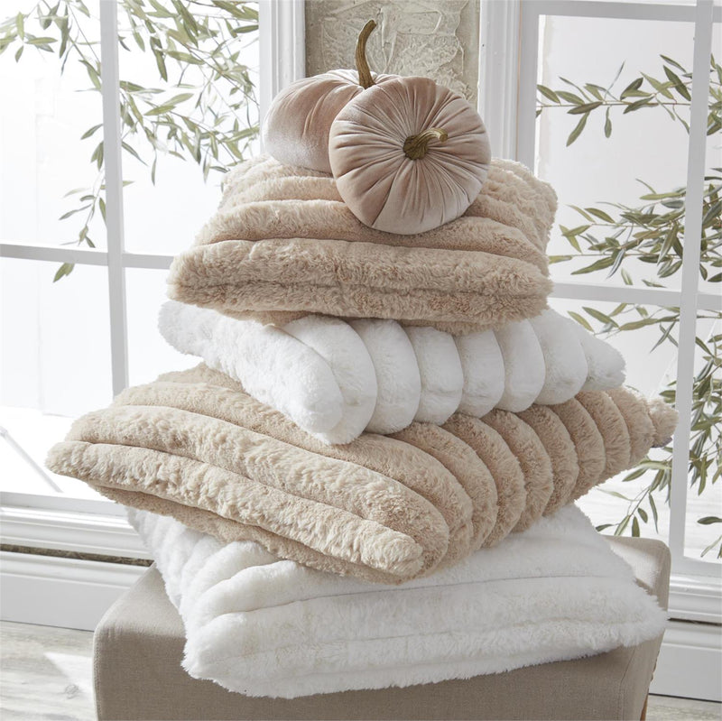 18 Inch Tan Faux Fur Pillow