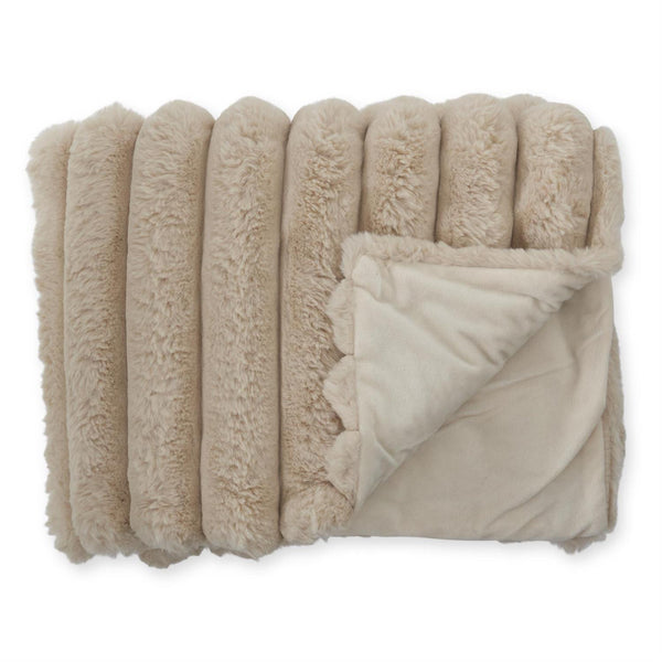 60 Inch Tan Faux Fur Throw Blanket