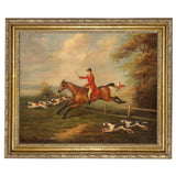 Fox Hunting Scene Framed Oil Painting Print on Canvas