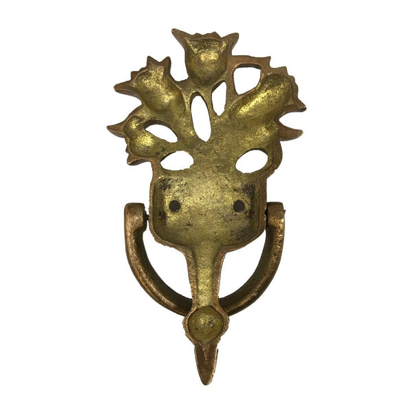 6-1/2" Antiqued Brass Flower Door Knocker- Vintage Style