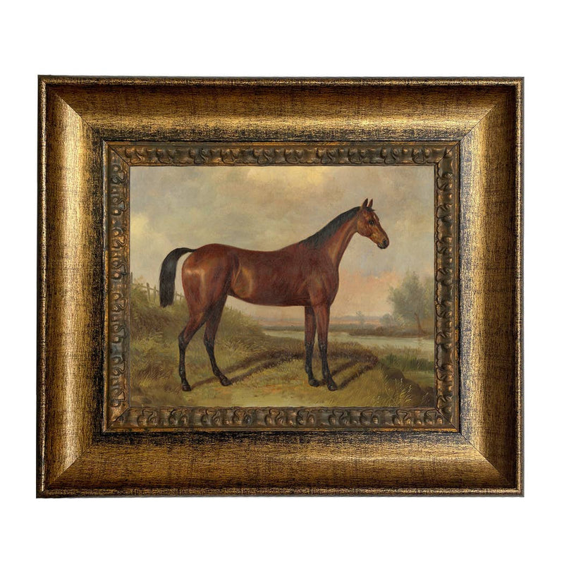Hunter in a Landscape Framed Oil Painting Print on Canvas