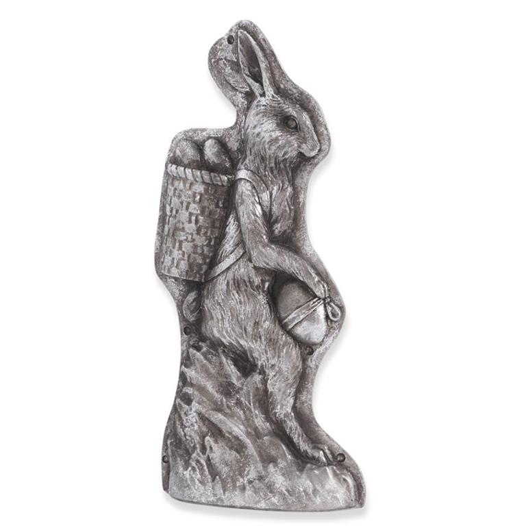 11.25" Antique Silver Resin Embossed Bunny Candy Mold w/Backpac