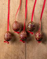 Red/Gold Hand painted egg - Small