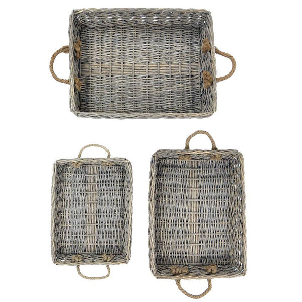 Rectangular Willow Trays with Jute Handles