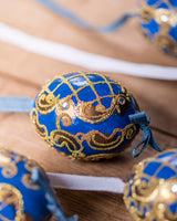 Blue/Gold Hand painted egg - Small