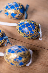 Blue/Gold Hand painted egg - Small