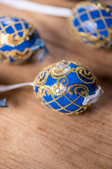 Blue/Gold Hand painted egg - Small