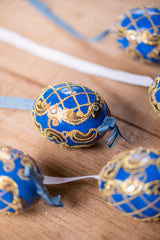 Blue/Gold Hand painted egg - Small