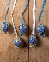 Blue/Gold Hand painted egg - Small