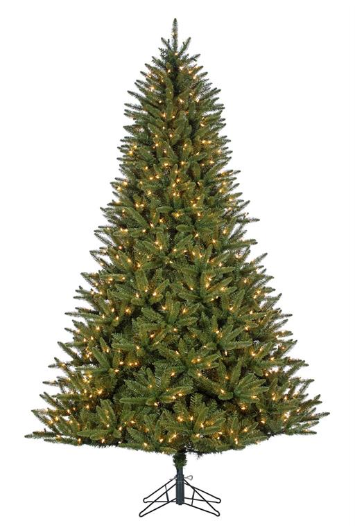 9' ALBERTA PINE TREE, EASY-LIT POLE, PRE-LIT W/1,050 CLEAR LIGHTS, 2,590 TIPS, 64" DIAMETER,