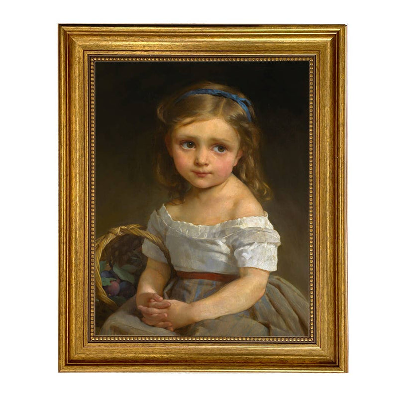 Little Girl with Basket of Plums Painting Print on Canvas