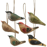 Carved Wood Birds - Set of 6