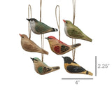 Carved Wood Birds - Set of 6