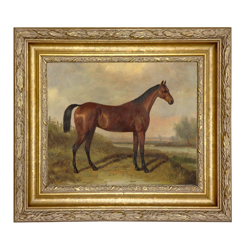 Hunter in a Landscape Framed Oil Painting Print on Canvas