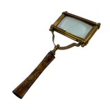 10-1/2" Rectangular Antiqued Brass Magnifier, Horn Handle