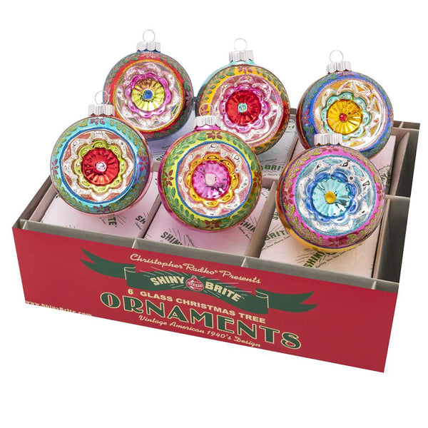 Christmas Confetti 6 Count 3.25" Decorated Reflector Rounds