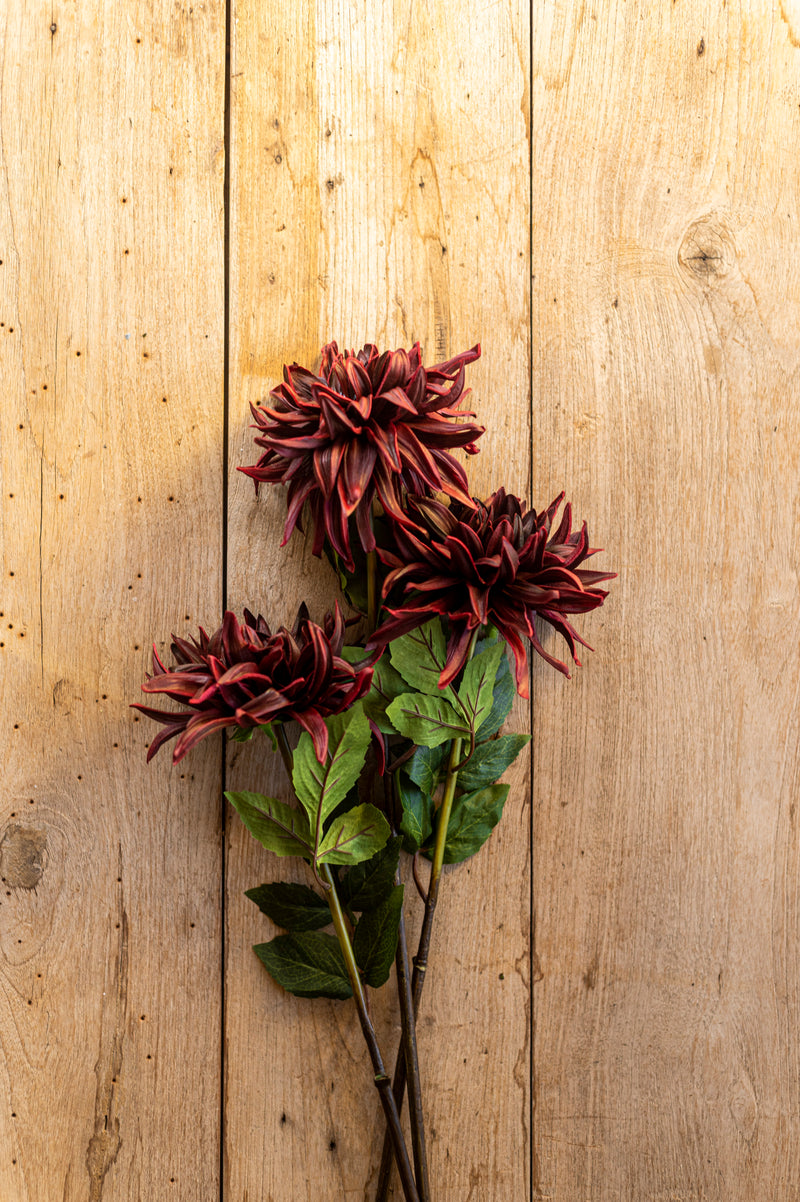 28.25 Inch Burgundy Real Touch Dahlia Stem