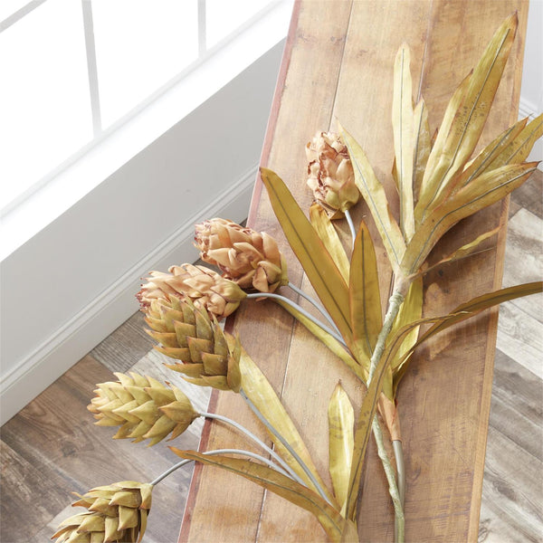 28 Inch Light Yellow Ginger Triple Flower Stem