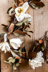 65 Inch White Real Touch Magnolia Garland