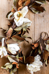 65 Inch White Real Touch Magnolia Garland