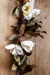 65 Inch White Real Touch Magnolia Garland