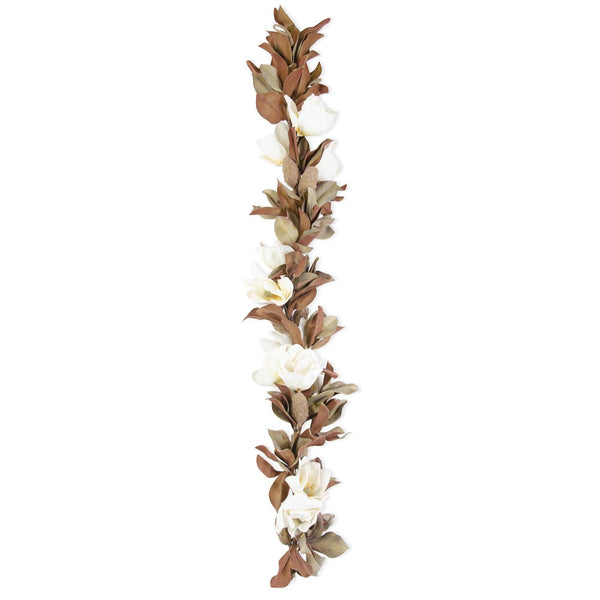 65 Inch White Real Touch Magnolia Garland