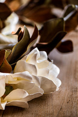 65 Inch White Real Touch Magnolia Garland