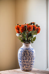 26 Inch Faux Dried Rust Bud & Blossom Dahlia Stem