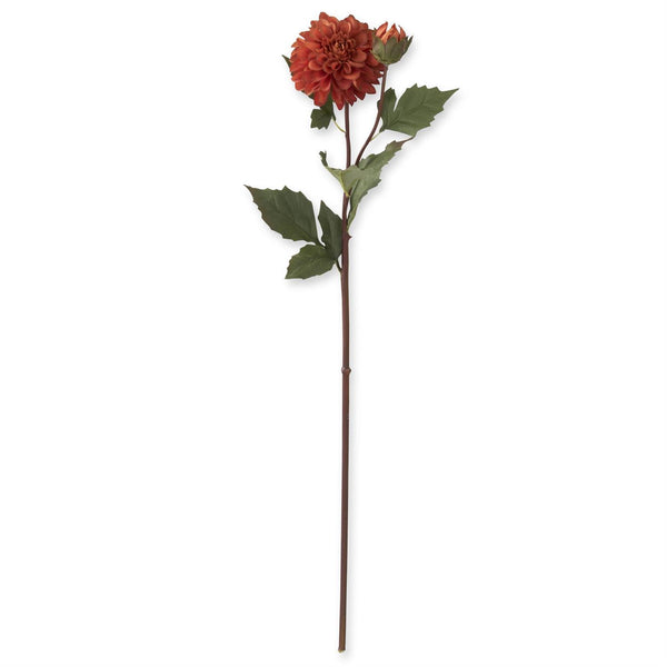 26 Inch Faux Dried Rust Bud & Blossom Dahlia Stem