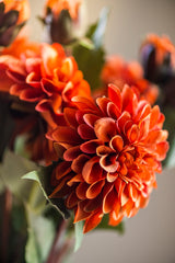 26 Inch Faux Dried Rust Bud & Blossom Dahlia Stem