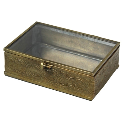 ARIA EMBOSSED BOX, BRASS - RECTANGLE