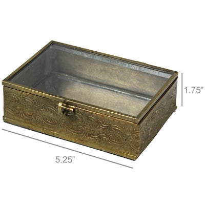 ARIA EMBOSSED BOX, BRASS - RECTANGLE