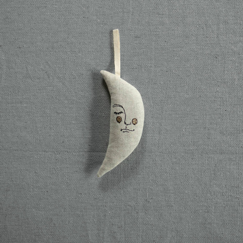 Beige/Gold Moon Man - Lavender & Cotton Ornament, Token