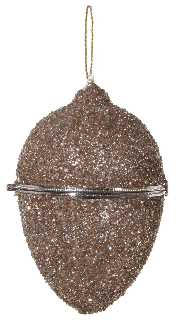 Glass opening egg antique gold glitter 9