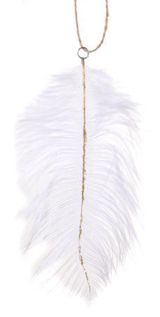 Ostrich feather white gold glitter strip