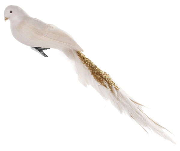 Feather bird glitter tail cream 45cm