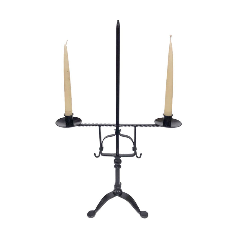 23" Adjustable Wrought Iron Double Candle Holder