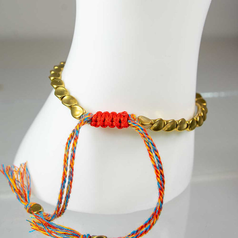 Adj Copper Beads Tibetan Bracelet - Healing Luck Multi-Color