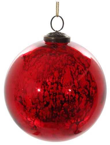 Glass ball antique red 13cm