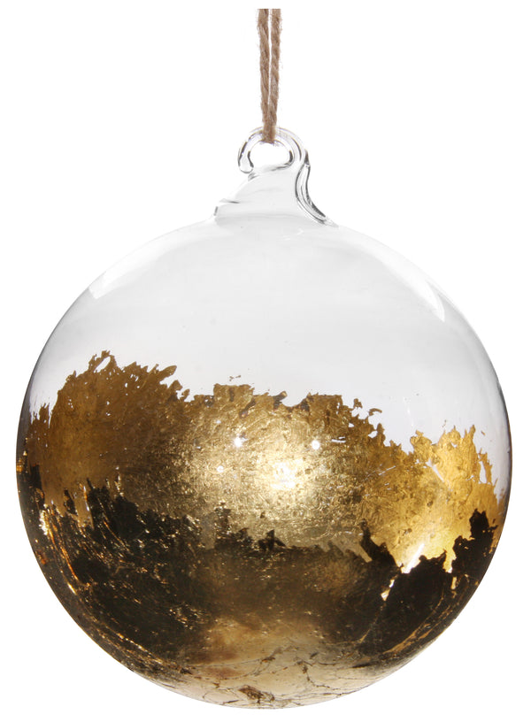 Glass ball clear gold leaf under 10cm
