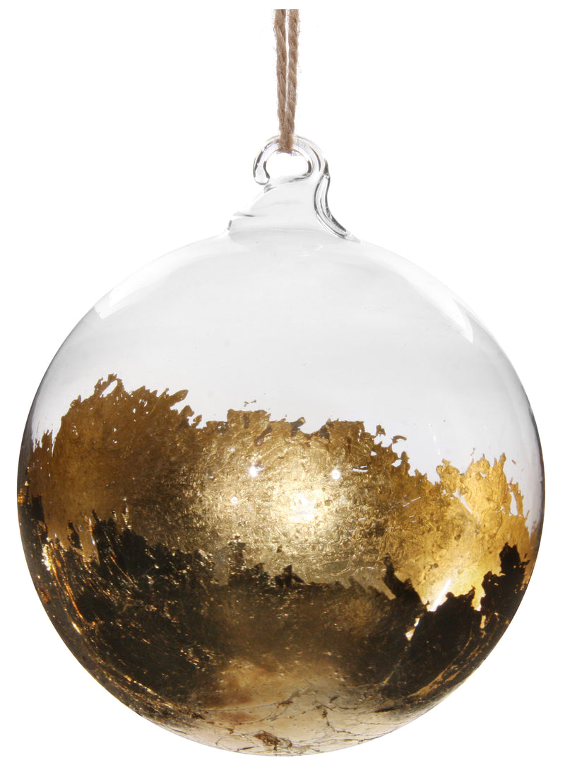 Glass ball clear gold leaf under 10cm