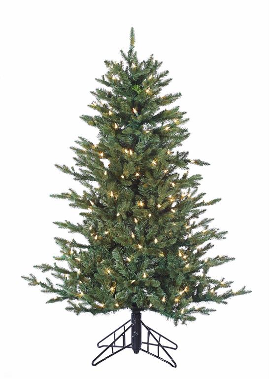 4' MINI MANHATTAN FIR TREE, PRE-LIT W/200 CLEAR LIGHTS, 1,095 TIPS, 33" DIAMETER,