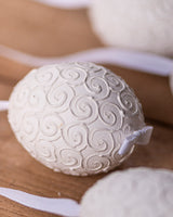 White with Spirals Hand painted egg - Small