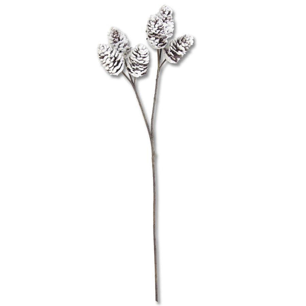 32 Inch Flocked Pinecone Spray