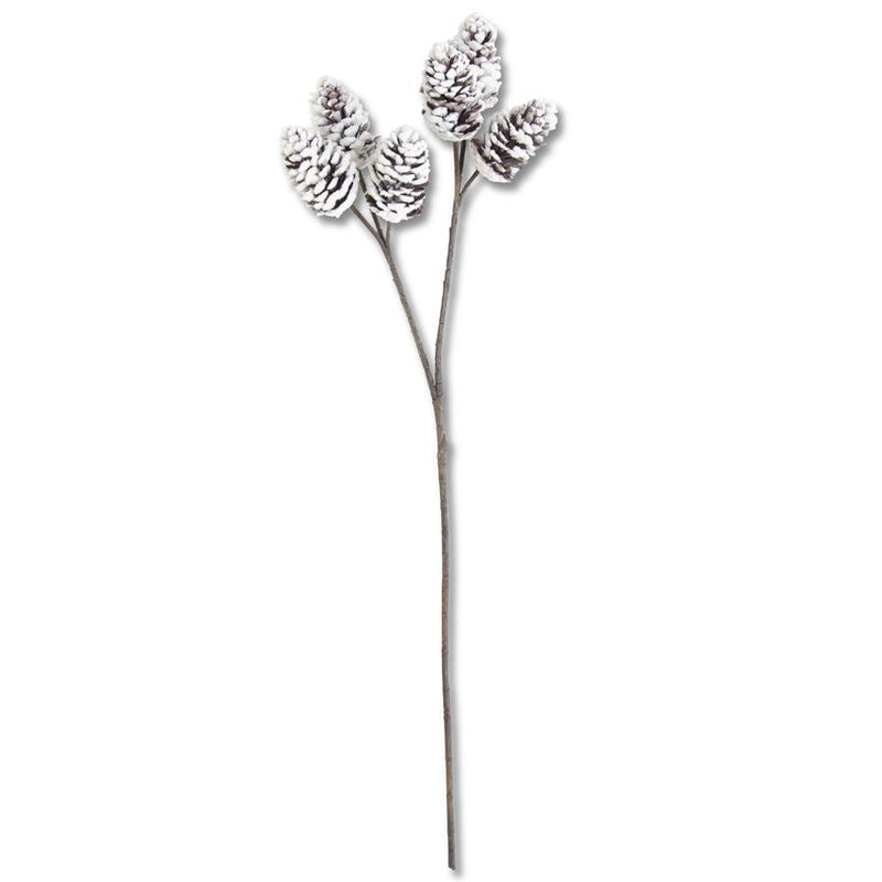 32 Inch Flocked Pinecone Spray