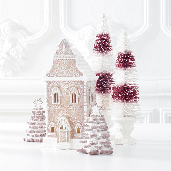 13.5 Inch Brown Resin Glittered LED Gingerbread