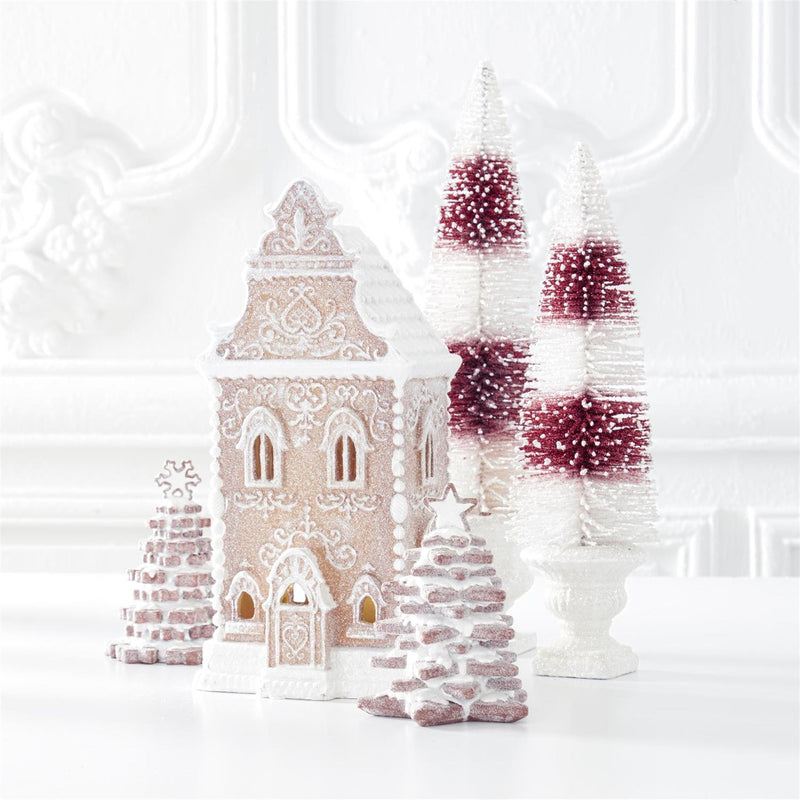 13.5 Inch Brown Resin Glittered LED Gingerbread