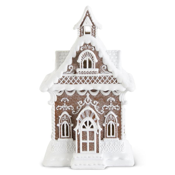 13.75 Inch Brown Resin Glittered LED Gingerbread